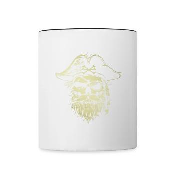 Crâne de pirate Or - Mug contrasté - blanc/noir - Devant