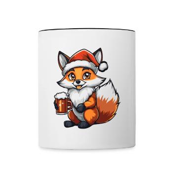 Fuchs Weihnachten Bier Lustig - Tasse zweifarbig - Weiß/Schwarz - Vorne
