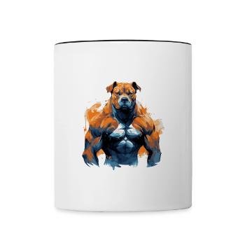 Hund Pit Muskeln Bodybuilding Beast - Tasse zweifarbig - Weiß/Schwarz - Vorne