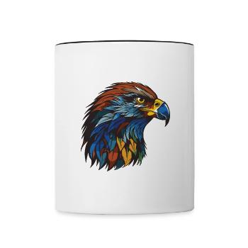 Adler Porträt Kopf - Tasse zweifarbig - Weiß/Schwarz - Vorne