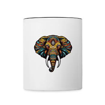 Tête de portrait d’éléphant - Mug contrasté - blanc/noir - Devant