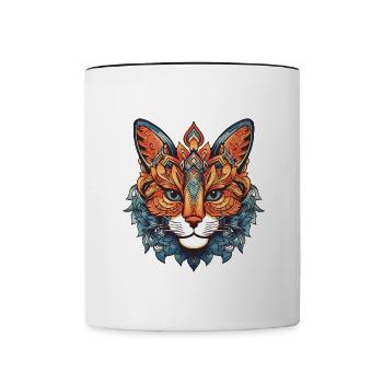 Cat Portrait Head - Contrasting Mug - white/black - Front