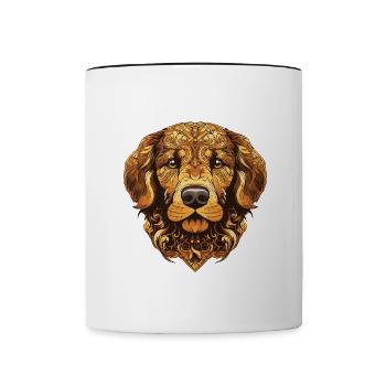 Golden Retriever Dog Portrait Head - Contrasting Mug - white/black - Front