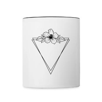 Hibiscus Boho Fleur peinte à la main - Mug contrasté - blanc/noir - Devant
