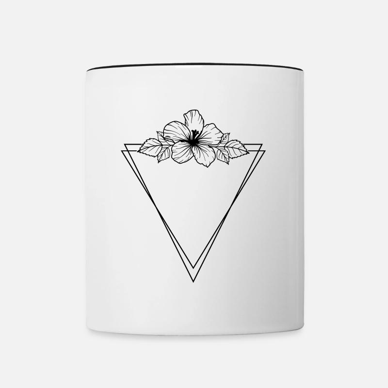 Hibiscus Boho Fleur peinte à la main - Mug contrasté - blanc/noir