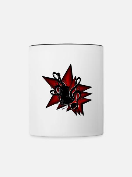 Sterne Gitarre Notenschlüssel - Tasse zweifarbig - Weiß/Schwarz