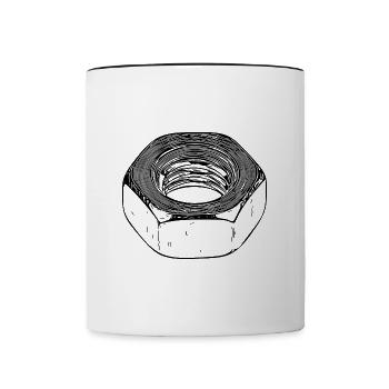 Écrou à vis avec surface vintage - Mug contrasté - blanc/noir - Devant