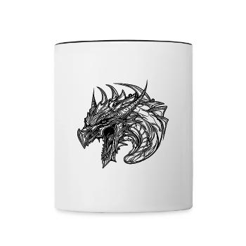 Dragon sifflant en robe à écailles de tatouage - Mug contrasté - blanc/noir - Devant