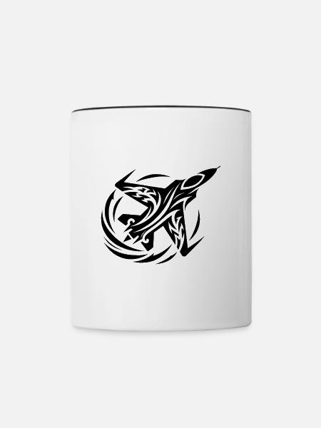 Modellflugzeug ferngesteuertes Kampfflugzeug - Tasse zweifarbig - Weiß/Schwarz
