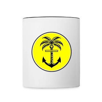 Icône d’ancre de palmier - Mug contrasté - blanc/noir - Devant