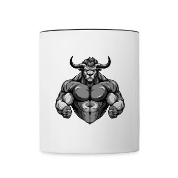 Bull Bull Beast Musculation - Mug contrasté - blanc/noir - Devant
