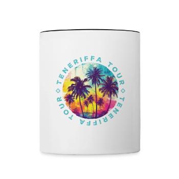 Visite de Tenerife Palmiers - Mug contrasté - blanc/noir - Devant