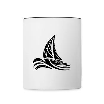 Sportliches Segelboot bei schwerem Wellengang - Tasse zweifarbig - Weiß/Schwarz - Vorne
