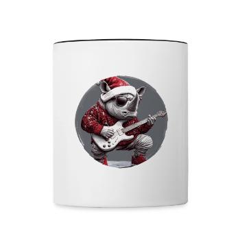 Rhino Christmas Rocker Guitar - Contrasting Mug - white/black - Front