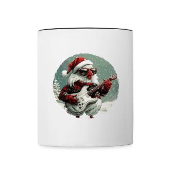 Christmas Rocker Guitar - Contrasting Mug - white/black - Front