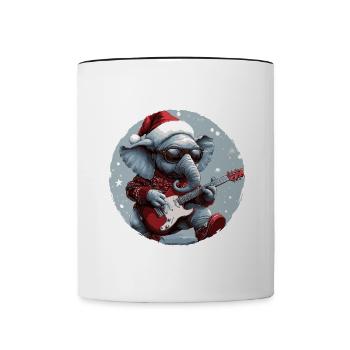 Guitare Rocker de Noël Elephant - Mug contrasté - blanc/noir - Devant