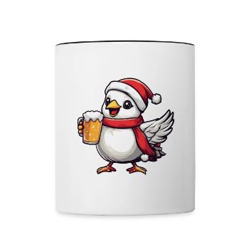 Dove Bird Christmas Beer Funny - Contrasting Mug - white/black - Front