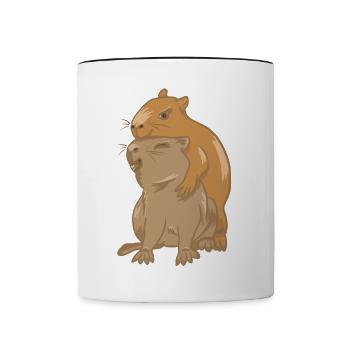 Hug of capybara babies - Contrasting Mug - white/black - Front