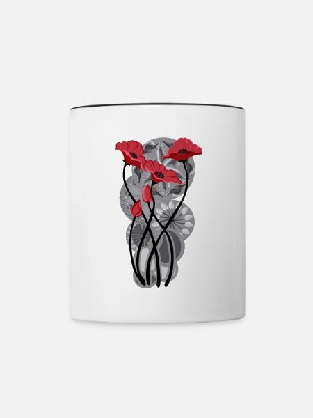 Schmetterlingsmohn Tattoo - Tasse zweifarbig - Weiß/Schwarz
