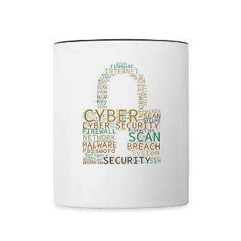 Cyber Security Wordcloud Padlock - Contrasting Mug - white/black - Front