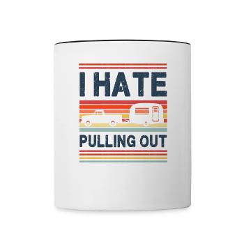 Ich hasse Ausziehen - Wohnwagen - Tasse zweifarbig - Weiß/Schwarz - Vorne