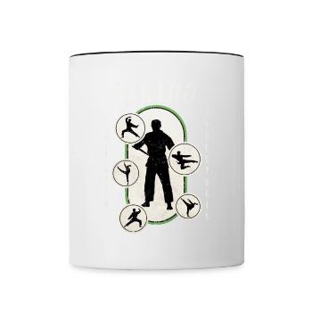 Aïkido Arts Martiaux Arts Martiaux Combattant Vintage Rétro - Mug contrasté - blanc/noir - Devant