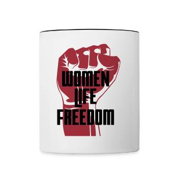 Woman Life Freedom Iran Support - Contrasting Mug - white/black - Front