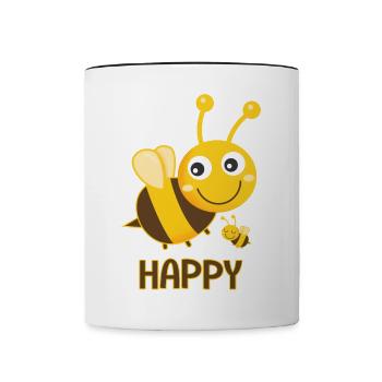 Bee Happy Bees - Contrasting Mug - white/black - Front