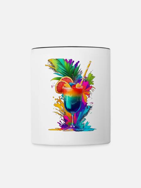 Cocktail Tropical - Tasse zweifarbig - Weiß/Schwarz