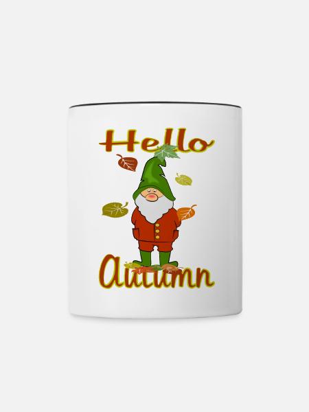 Wichtel im Herbstlaub  - Tasse zweifarbig - Weiß/Schwarz