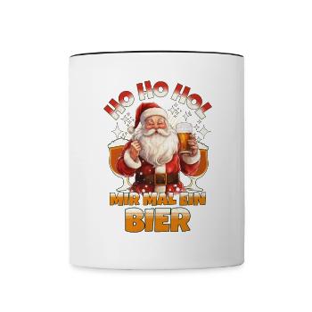 Weihnachtsmann Ho Ho Hol Mir Mal Ein Bier Lustig - Tasse zweifarbig - Weiß/Schwarz - Vorne