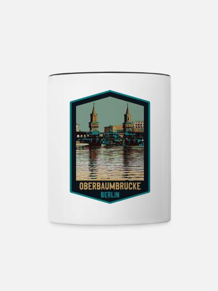 Illustration Oberbaumbrücke, Berlin - Tasse zweifarbig - Weiß/Schwarz