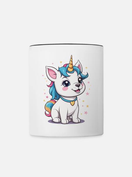Süßer Einhorn Hund - Tasse zweifarbig - Weiß/Schwarz