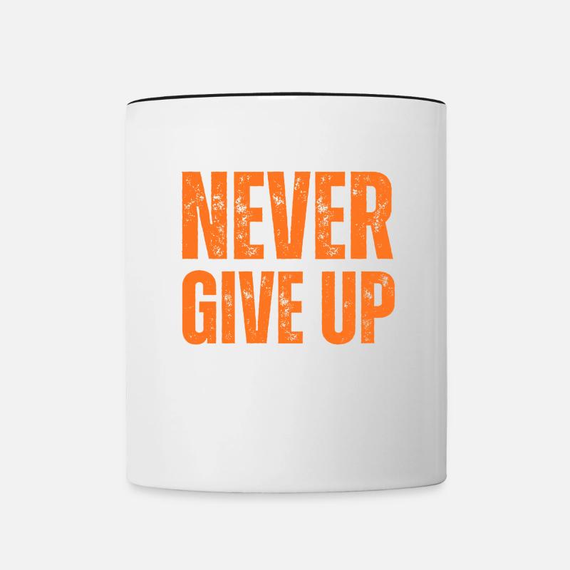 Devise Ne jamais abandonner Reste Intelligent - Mug contrasté - blanc/noir