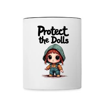 Protect the Dolls - Süße Botschaft - Tasse zweifarbig - Weiß/Schwarz - Vorne