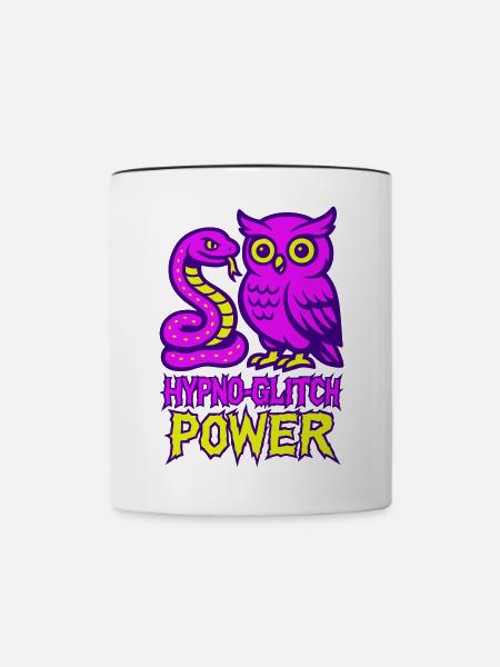 Hypno Glitch Power Owl - Tasse zweifarbig - Weiß/Schwarz