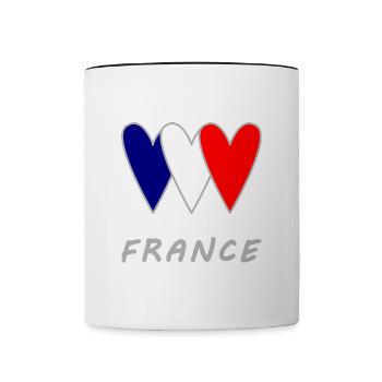 FRANCE. COEUR. FOOTBALL. SPORT. FRANCE. CHAMPION. - Mug contrasté - blanc/noir - Devant