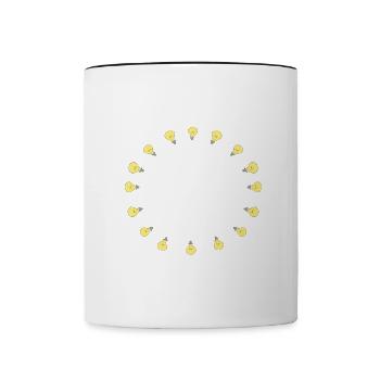glühbirne kreis scheinen licht symbol - Tasse zweifarbig - Weiß/Schwarz - Vorne