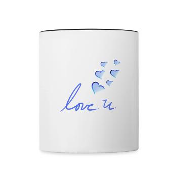 liebe dich Valentinstag blaue herzen - Tasse zweifarbig - Weiß/Schwarz - Vorne