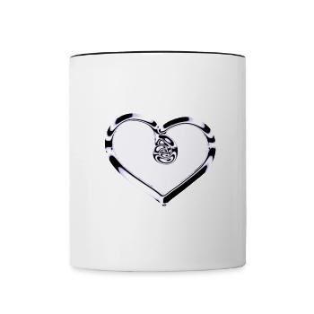Symbole du cœur violet brillant - Mug contrasté - blanc/noir - Devant