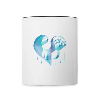 herz symbol blau glitzer - Tasse zweifarbig - Weiß/Schwarz - Vorne