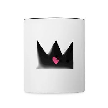 Couronne sombre Coeur Forme de symbole rose - Mug contrasté - blanc/noir - Devant