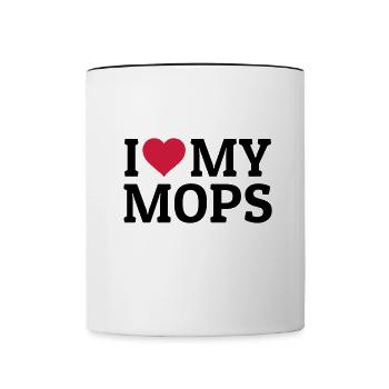 I love my Mops - Mug contrasté - blanc/noir - Devant