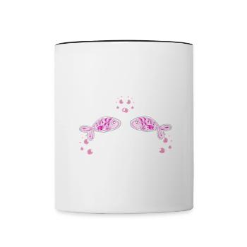 fish underwater fish diving soap bubbles - Contrasting Mug - white/black - Front