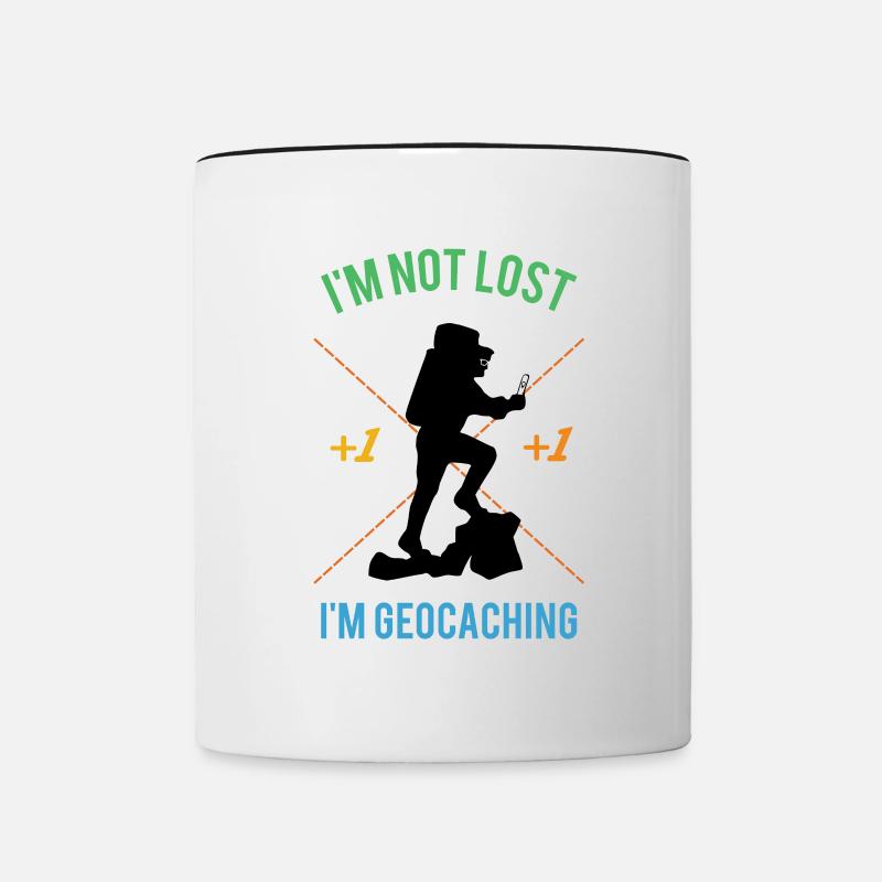 je ne suis pas perdu dans le géocaching - Mug contrasté - blanc/noir