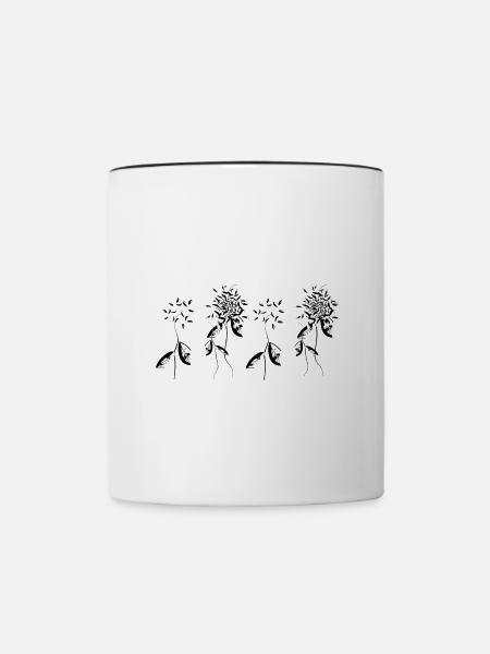 vier pflanzen blumen blume - Tasse zweifarbig - Weiß/Schwarz