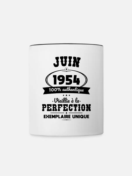 70-jähriges Jubiläum - Juni 1954 Perfektion - Tasse zweifarbig - Weiß/Schwarz