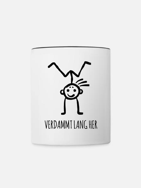 Kinderspiel Handstand - Verdammt lang her - Tasse zweifarbig - Weiß/Schwarz