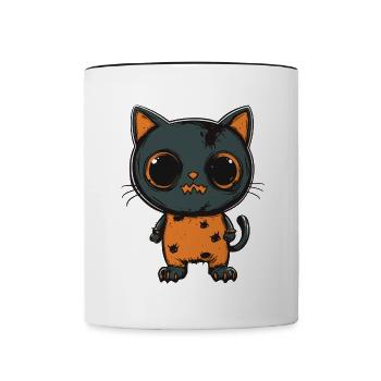 Katze Halloween Zombie - Tasse zweifarbig - Weiß/Schwarz - Vorne