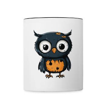 Eule Halloween Zombie - Tasse zweifarbig - Weiß/Schwarz - Vorne